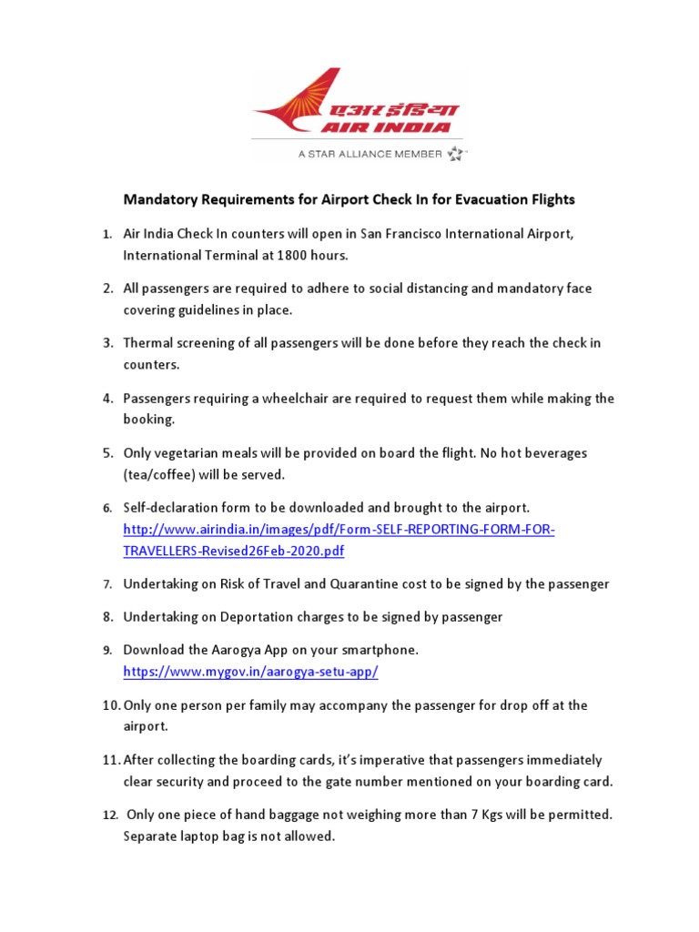 air india travel form