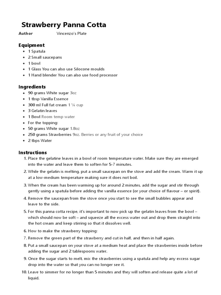 Strawberry Panna Cotta Vincenzo's Plate PDF Foods Food And Drink