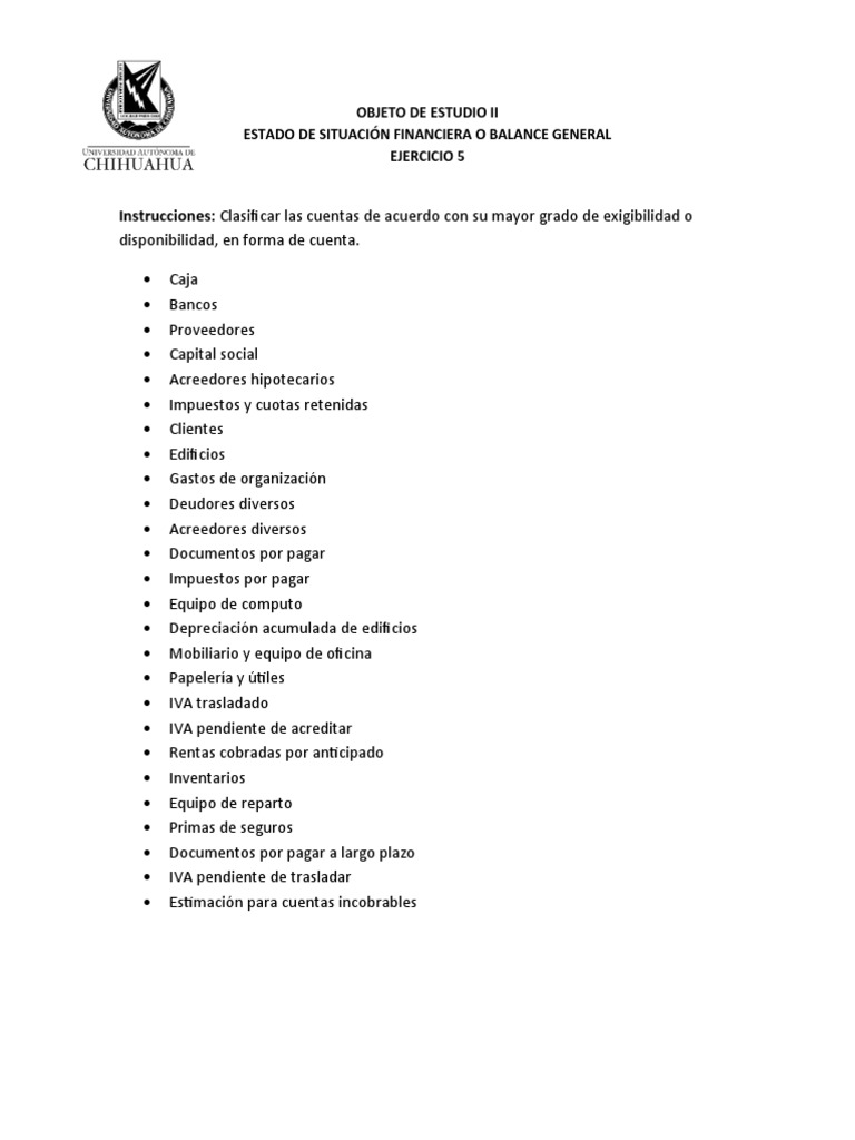 Clasificación de Cuentas en Balance General | PDF