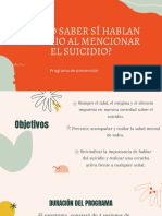 ¿Cómo Saber Sí Hablan Enserio Al Mencionar El Suicidio?: Programa de Prevención
