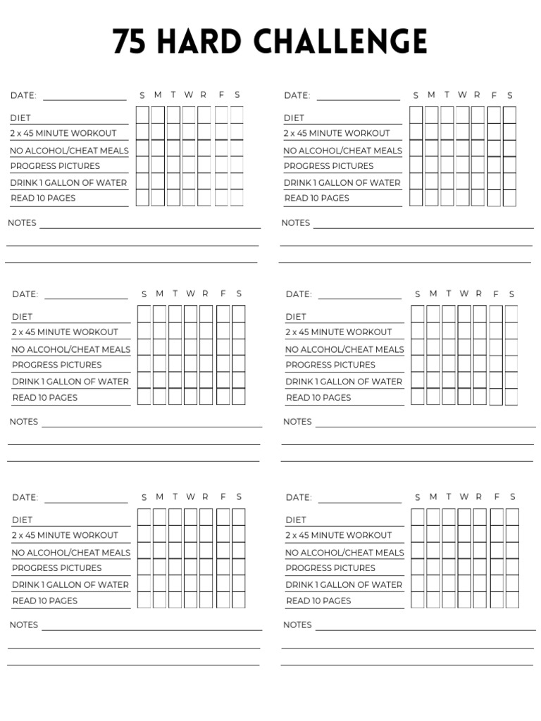 75 Hard Challenge Vertical PDF | PDF | Nutrition | Diet & Nutrition for 45 Minute Water Aerobics Routines Printable Pdf Free