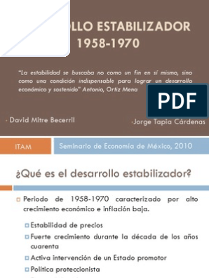 Desarrollo Estabilizador México 1958-1970 | PDF | Inflación | Crecimiento  económico