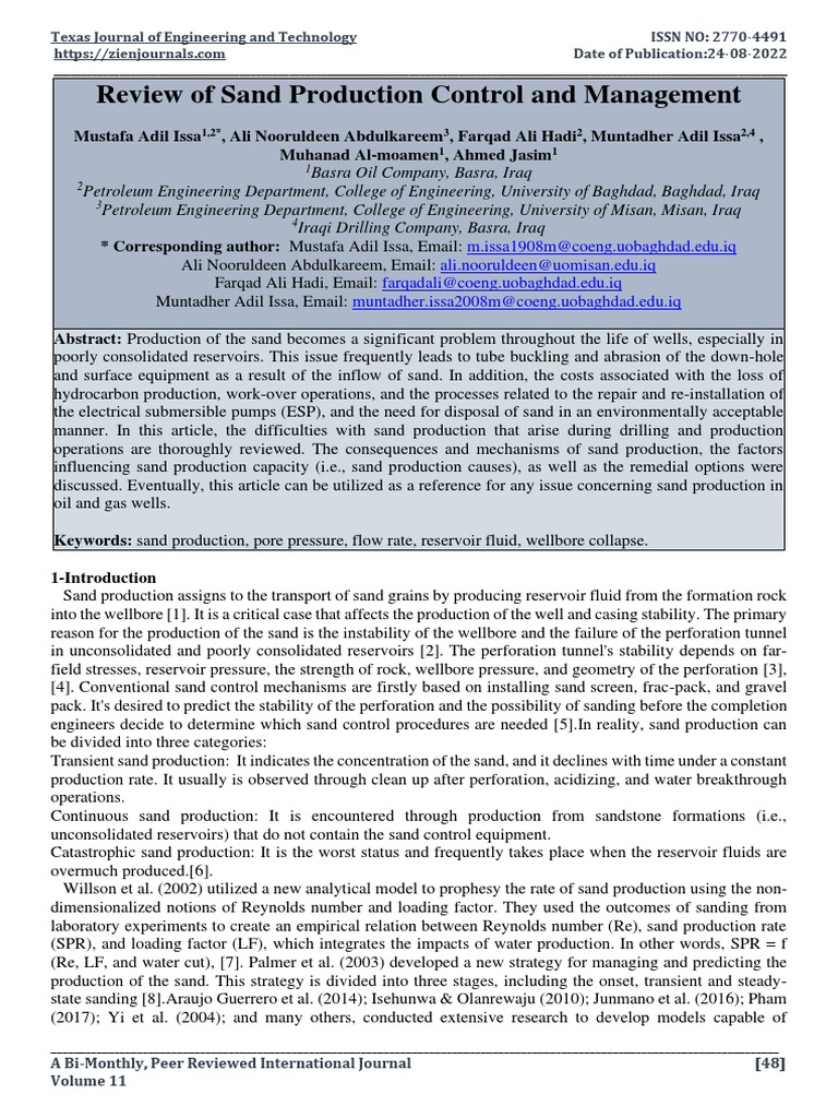 Sand Production Control in Oil Wells | PDF | Porosity | Petroleum Reservoir