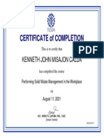 Performing Solid Waste Management in The Workplace - Certificate of Completion