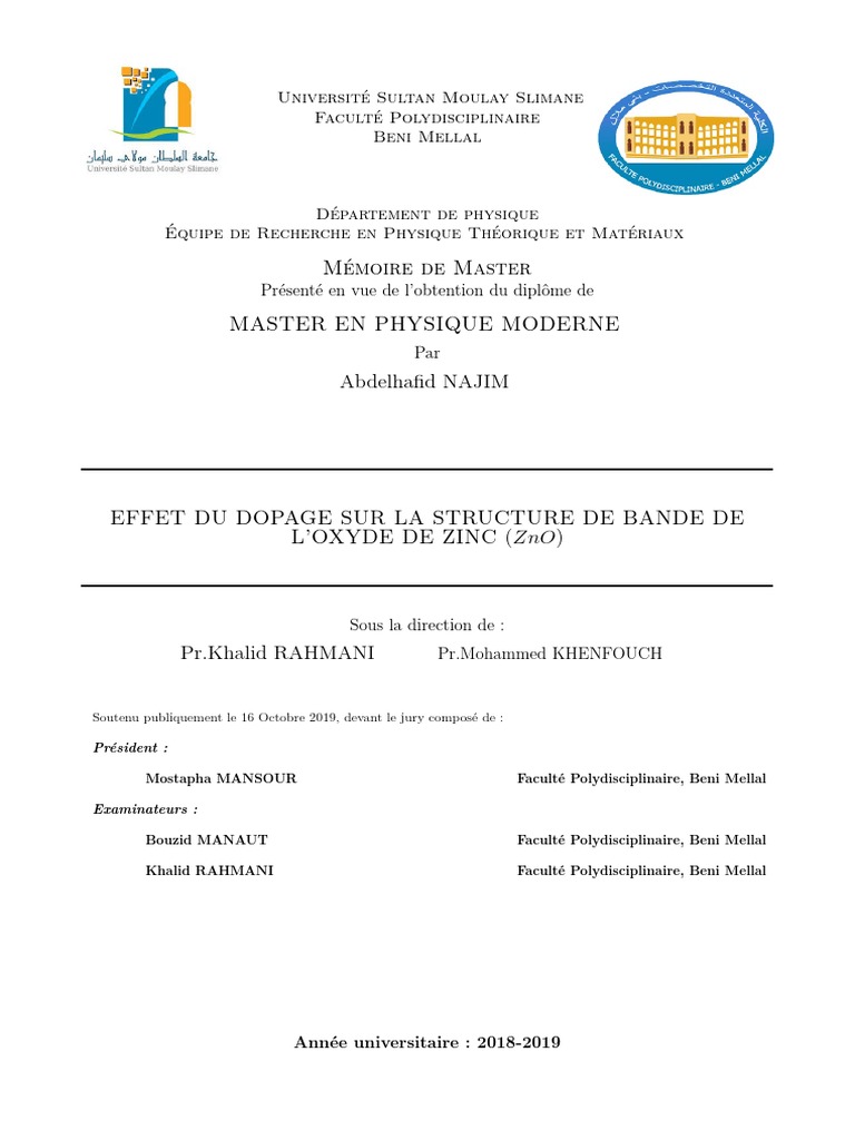 Effet du dopage sur ZnO | PDF | Dopage (semi-conducteur) | Semi-conducteurs