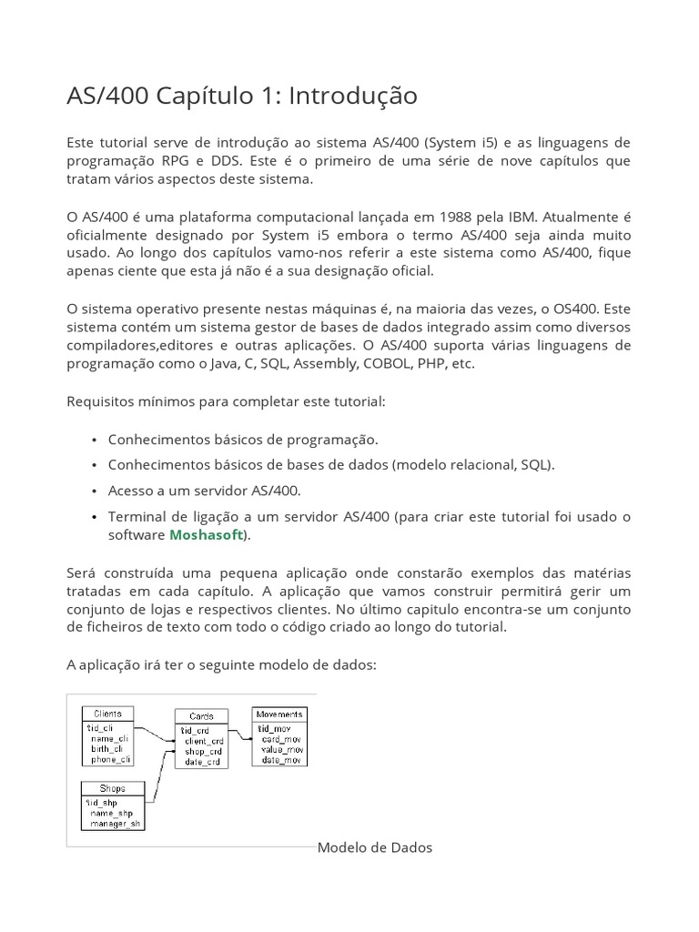 Introdução ao sistema AS/400 e linguagens RPG e DDS | PDF | Biblioteca ...