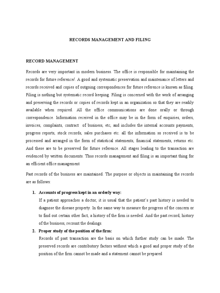 Records Management And Filing Pdf Computer File Microform