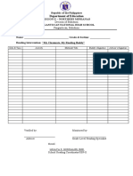 School Reading Monitoring Form