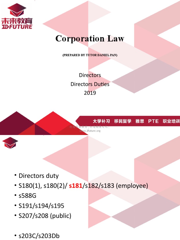 Directors' Statutory and Common Law Duties PDF Board Of Directors