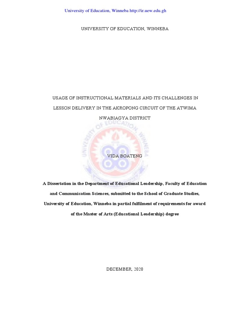 Instructional Materials And Its Challenges In Lesson Delivery In The A