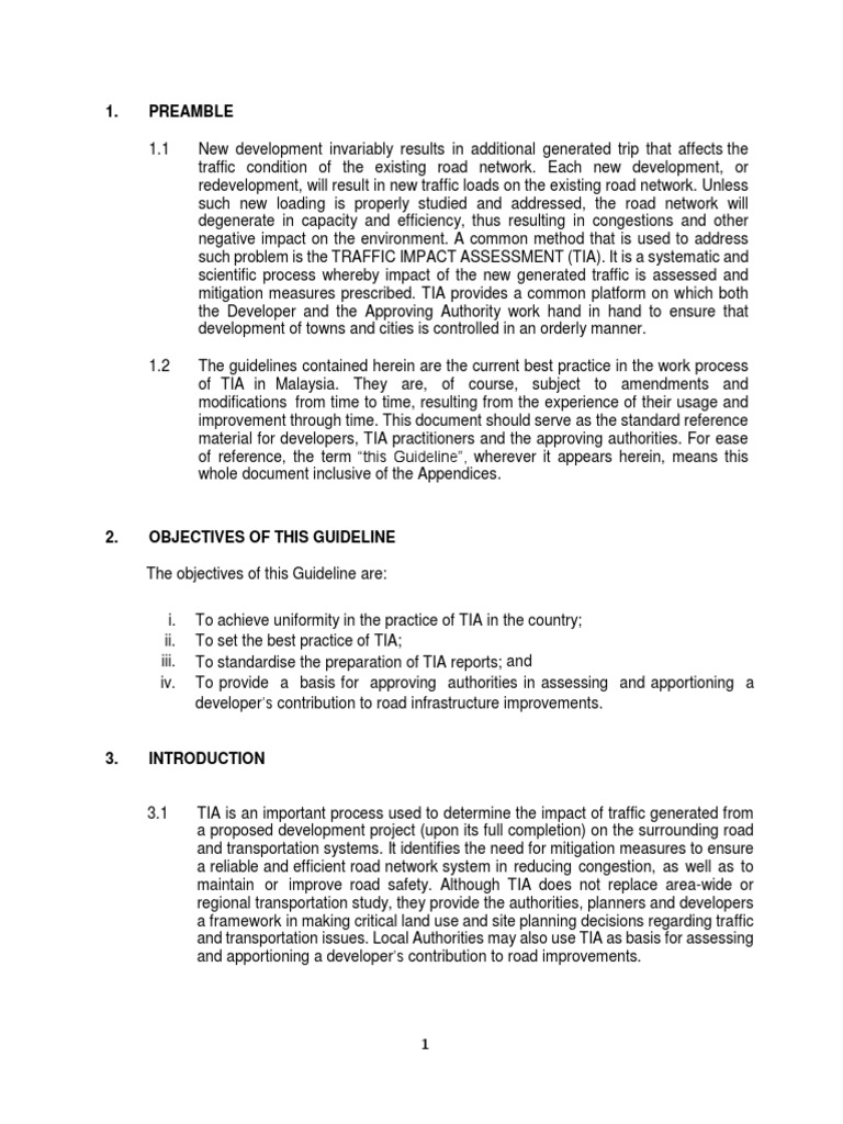 JKR Traffic Impact Assessment Guidelines | PDF | Traffic | Road