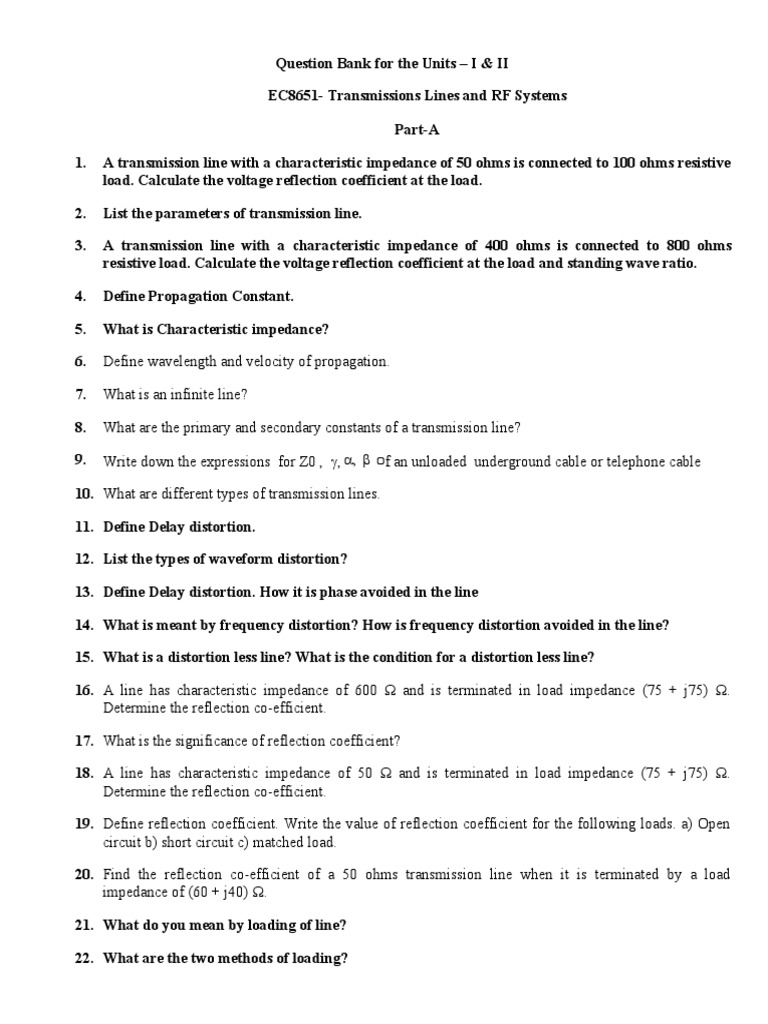 Analysis of Transmission Lines and RF Systems Key Concepts and