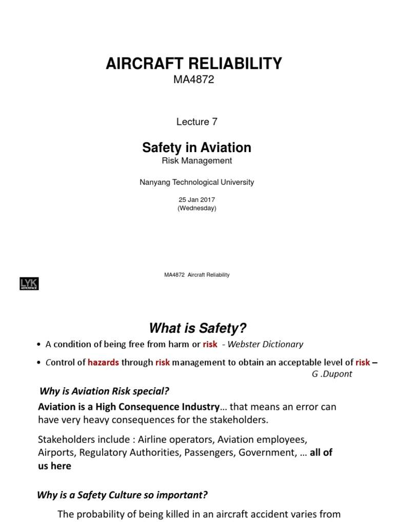 Aircraft Reliability: Safety in Aviation | PDF | Risk | Risk Assessment