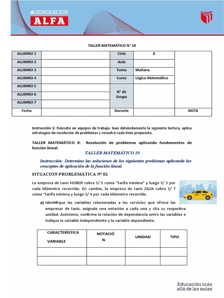 Taller Matemático 10: Problemas Resueltos | PDF | Matemáticas