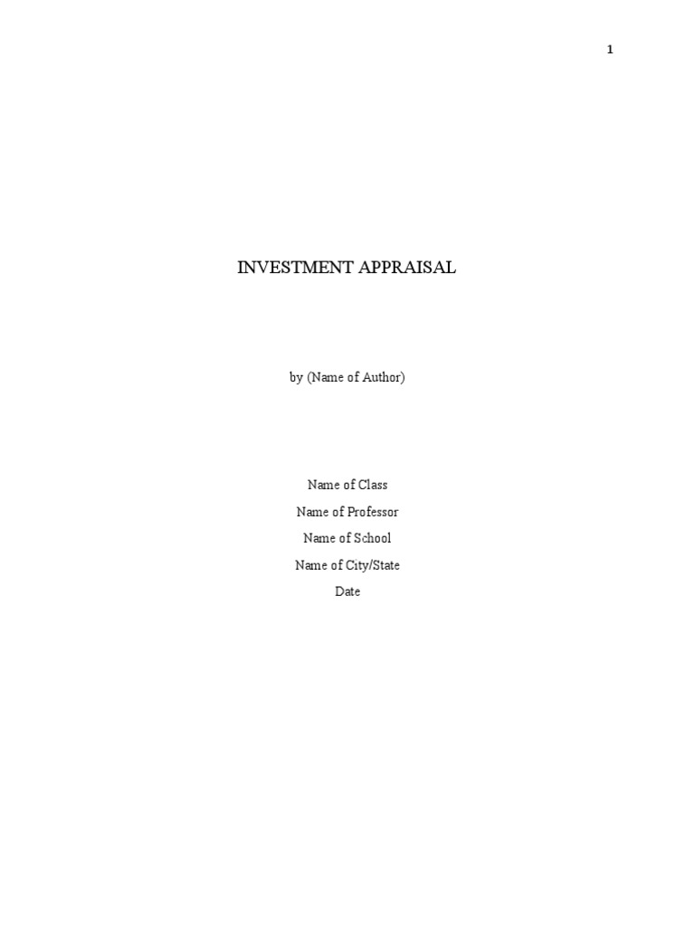John's Investment Appraisal PDF Net Present Value Investing