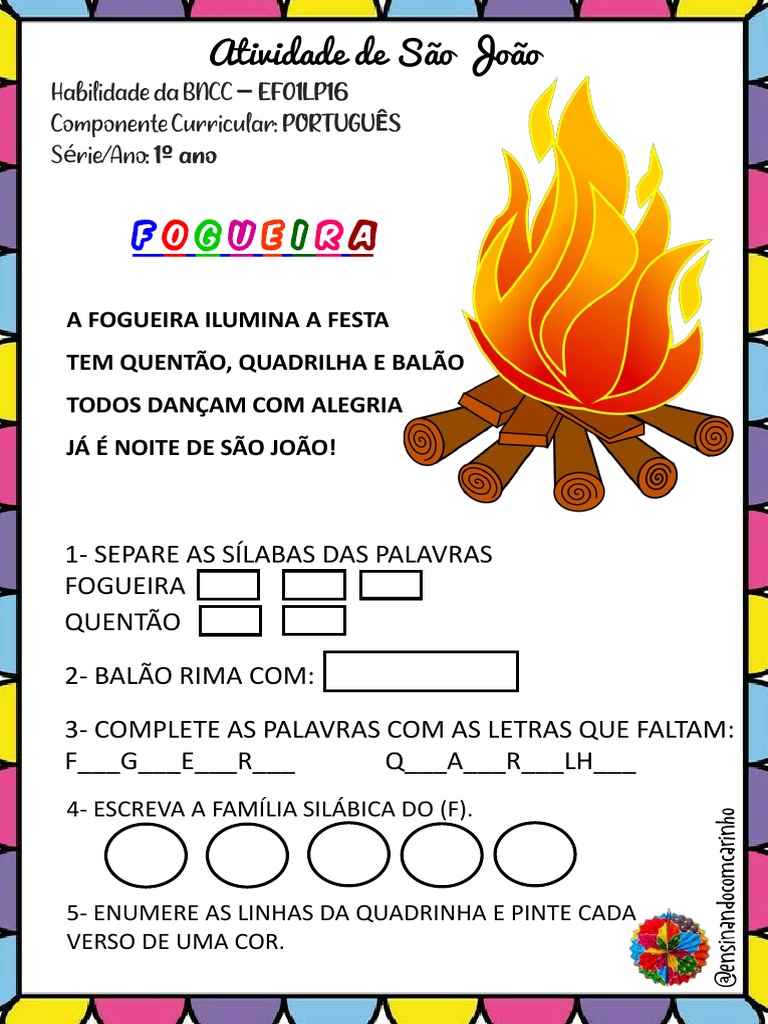 Atividade Festa Junina Fogueira | PDF