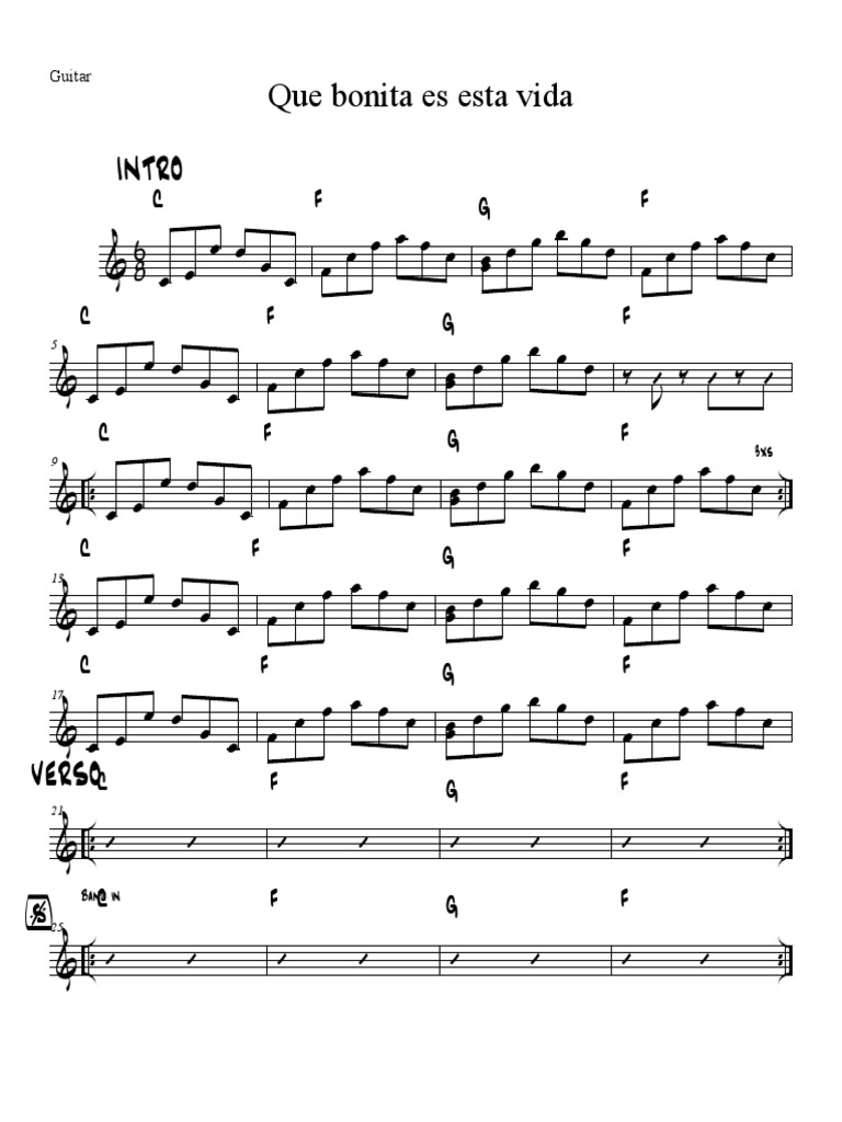 Que bonita es esta vida guitar pdf