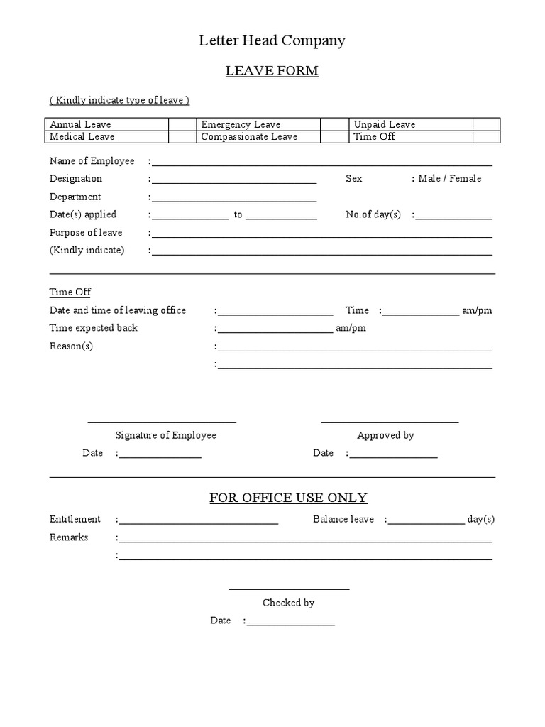 Leave Form PDF