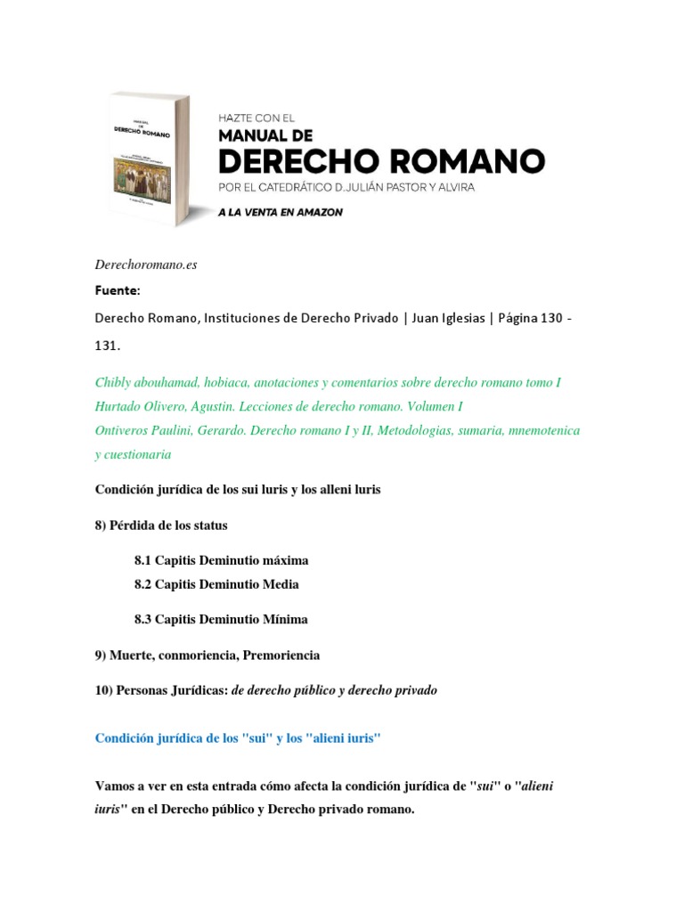 Sui Iuris y Alieni Iuris DERECHO ROMANO PDF Derechos Justicia