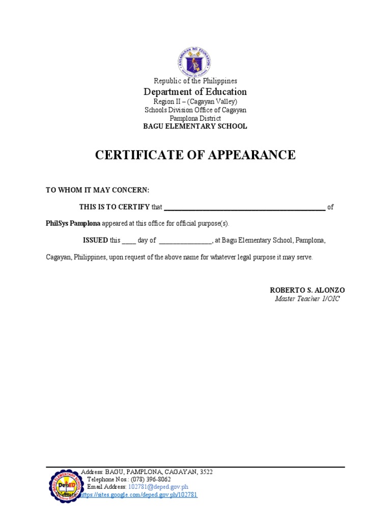 Cert of Appearance | PDF