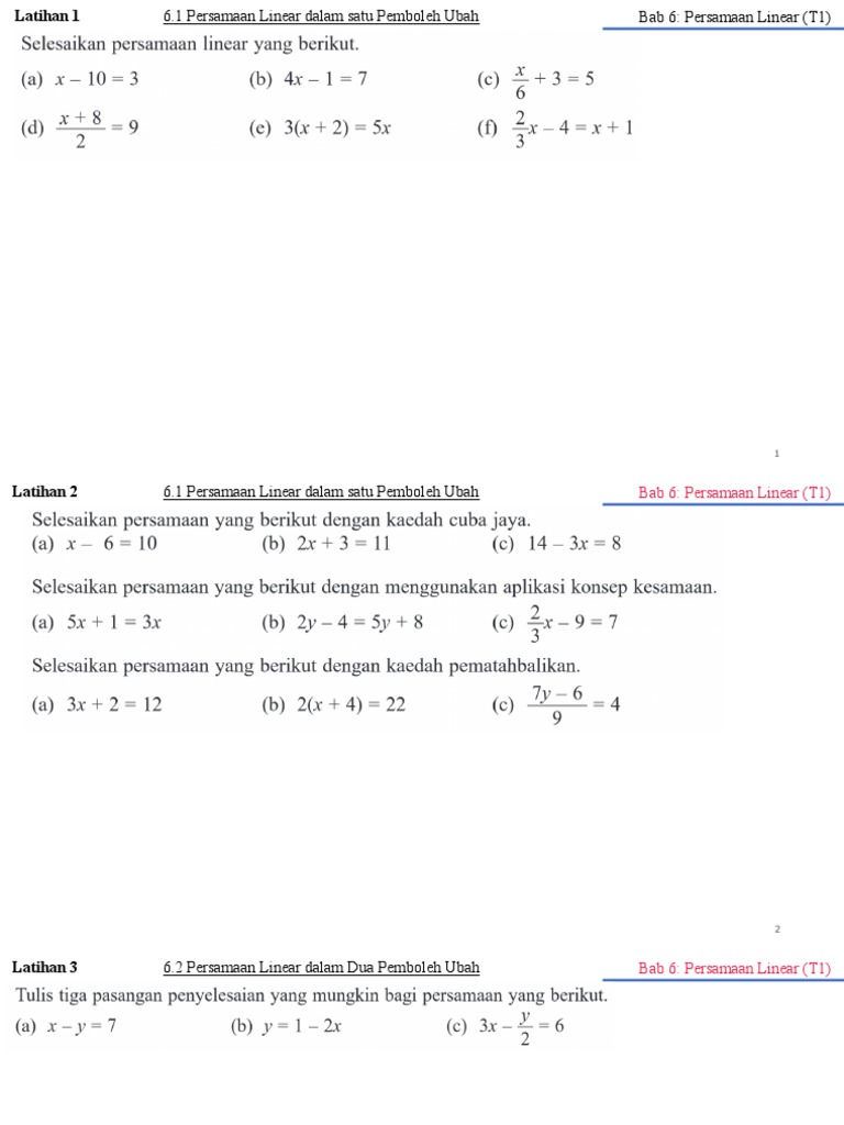 Latihan Matematik Tingkatan 1 | PDF