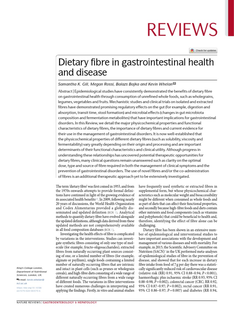 Dietary Fibre in Gastrointestinal Health and Disease | PDF | Dietary ...