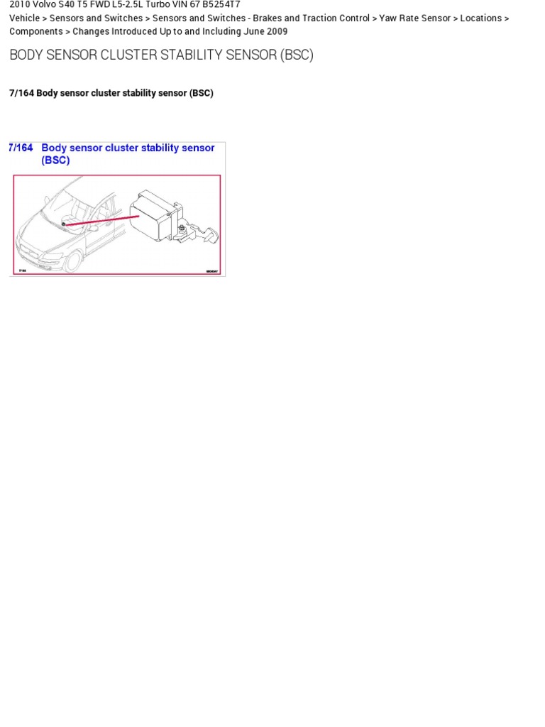 Body Sensor Cluster Stability Sensor BSC Volvo s40 PDF