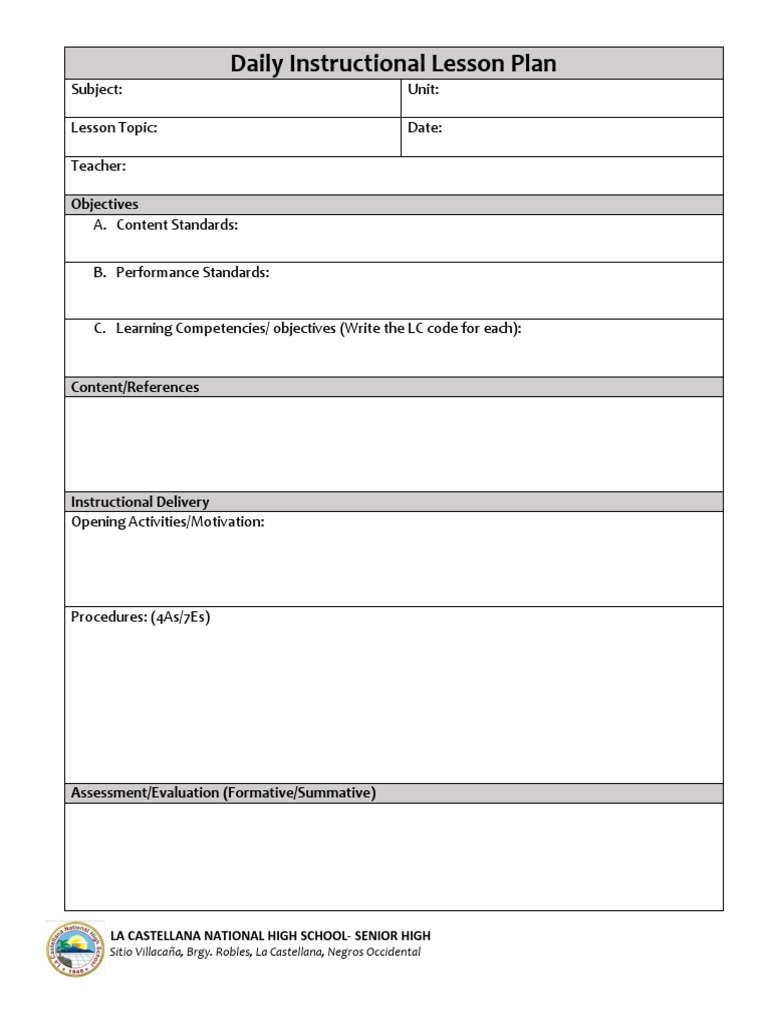 Generic Lesson Plan Template PDF