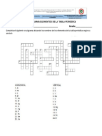 Crucigrama Elementos de La Tabla Periodica