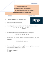 YTO Maths Centre Primary 1 Question Paper