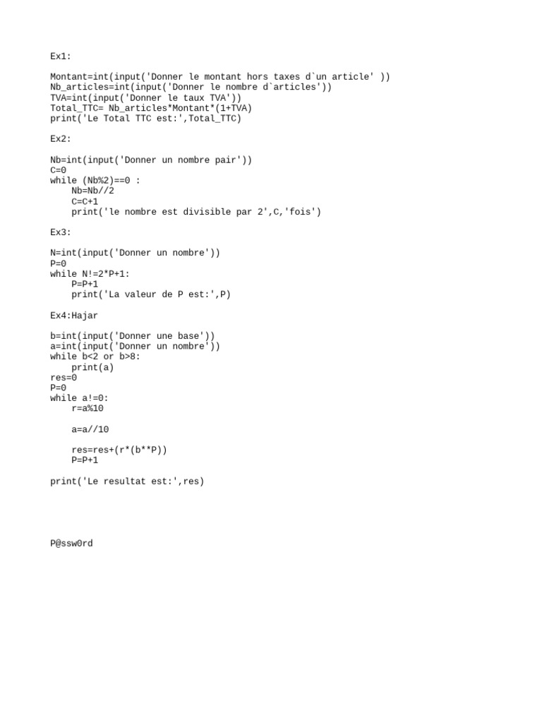 Calculs et Boucles en Python | PDF