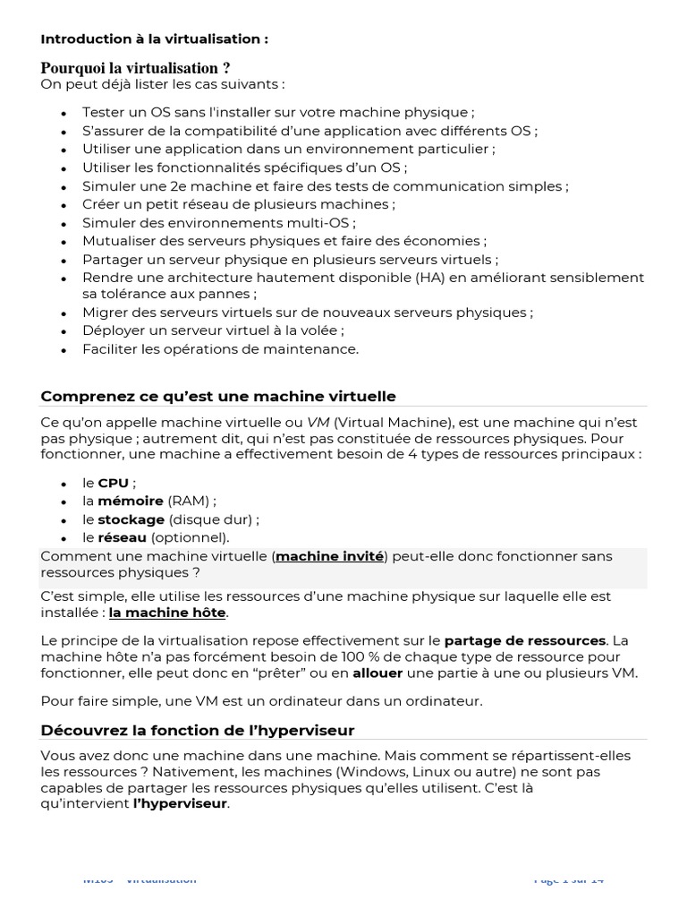 Introduction à la virtualisation et hyperviseurs | PDF | Machine ...