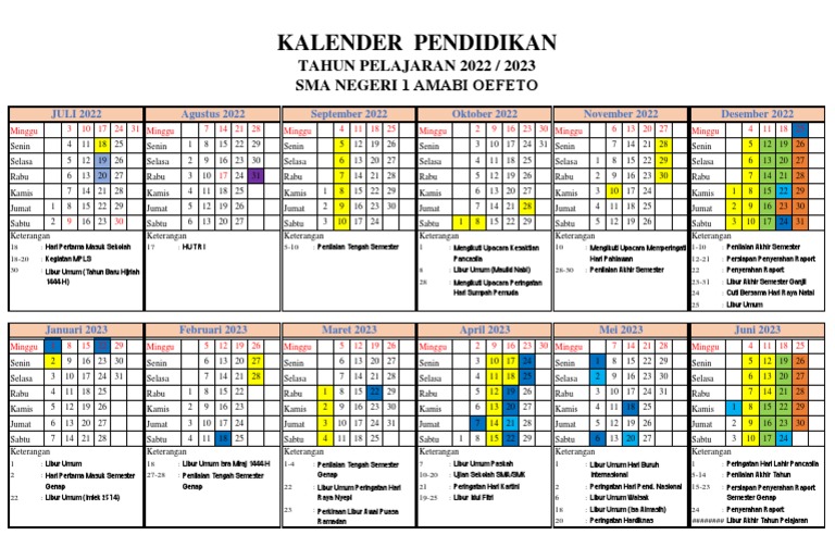 Kalender Pendidikan TAHUN 2022-2023 | PDF