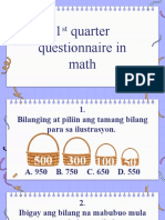 1st Quarter Questionnaire in Math