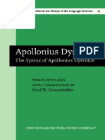 (Studies in The History of The Language Sciences 23) Fred W. Householder - The Syntax of Apollonius Dyscolus-John Benjamins Publishing Company (1981)