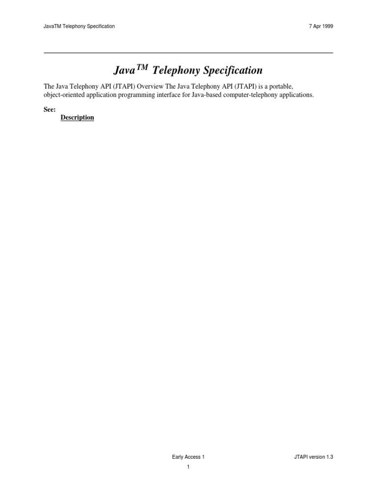 Java Telephony API PDF | PDF | Application Programming Interface | Java ...