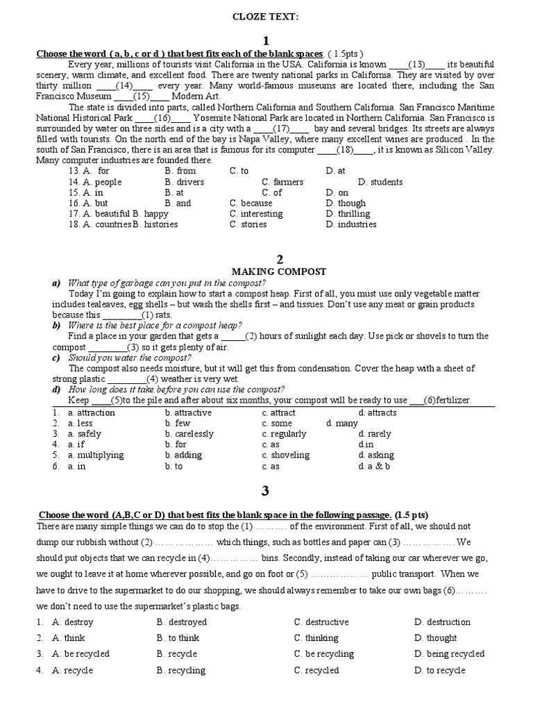 Cloze Text | PDF | Hue | Vietnam