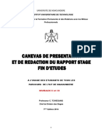 Canevas de rédaction du rapport de stages fin d'études