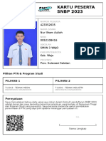 Kartu Peserta SNBP 2023: 423352635 Nur Ilham Auliah 0052108416 SMKN 3 Wajo Kab. Wajo Prov. Sulawesi Selatan