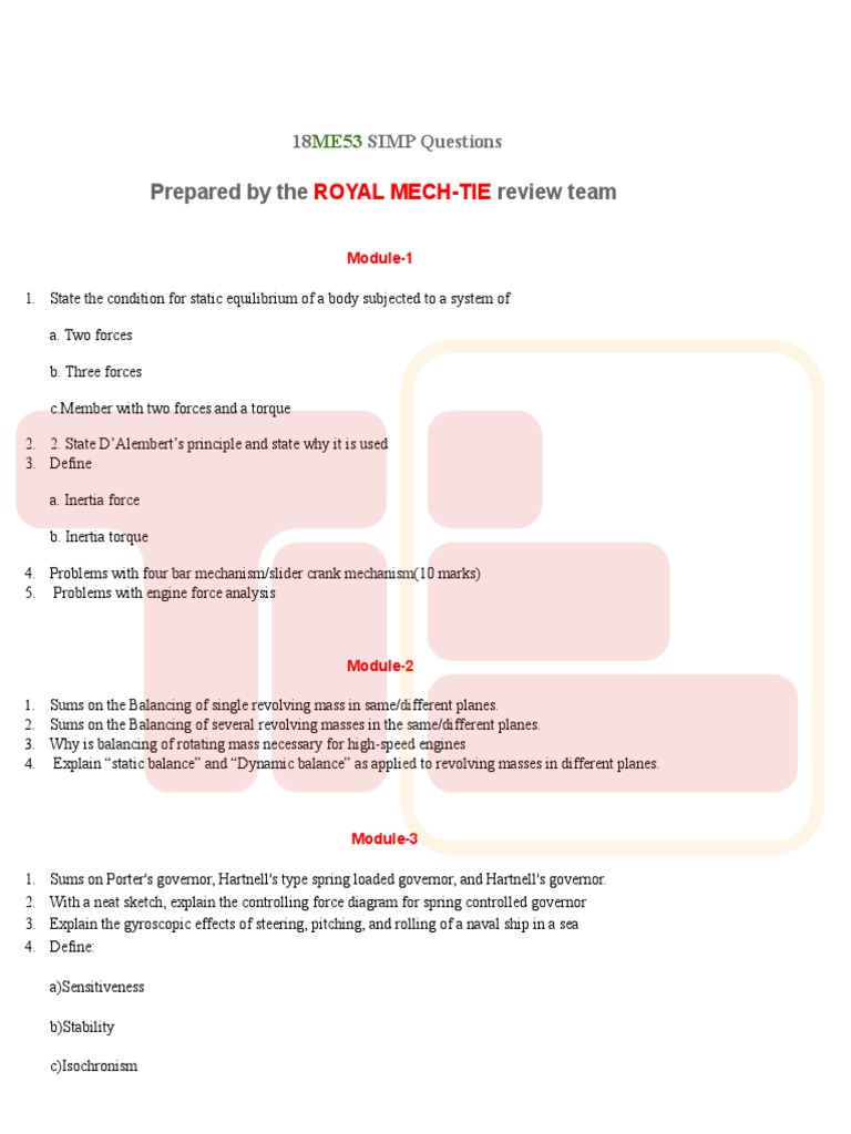 Mechanical Engineering Dynamics Questions | PDF | Damping | Mechanics