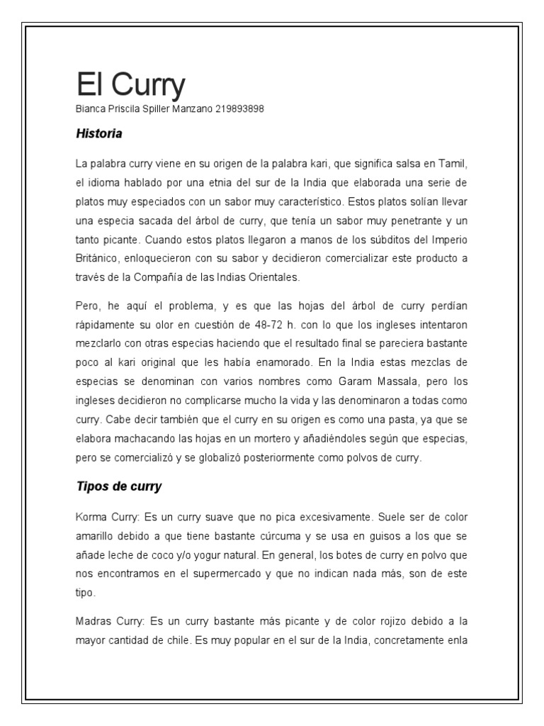 Origen y Tipos de Curry PDF