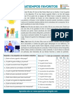 Mis Pasatiempos PDF Lectura My Hobbies Spanish Worksheet