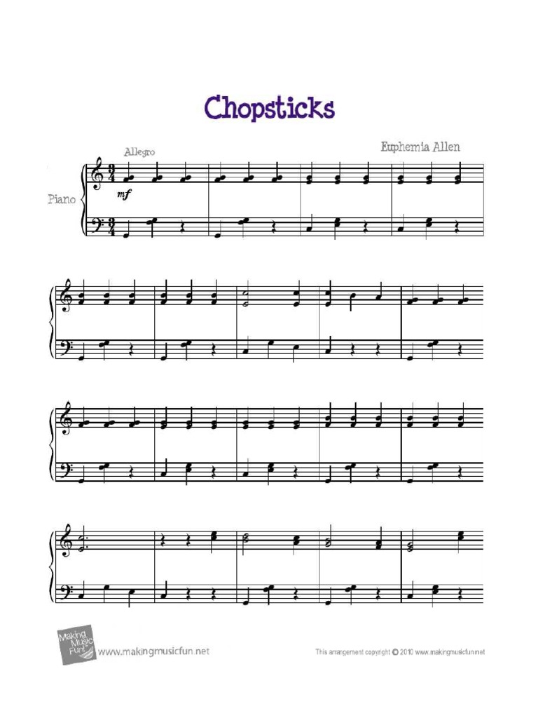 Chopsticks Piano PDF