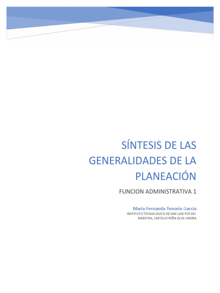 Generalidades de la Planeación Administrativa | PDF | Planificación