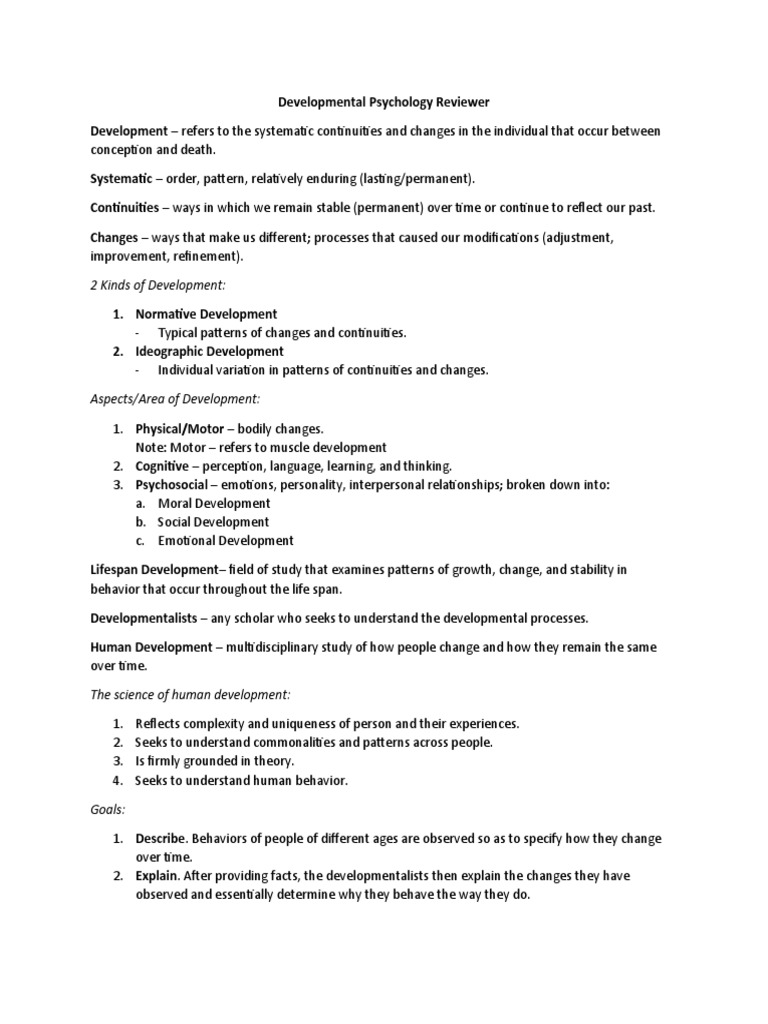 Developmental Psychology Reviewer 4 PDF Free | PDF | Nature Versus ...