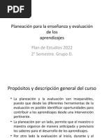 Presentación para La Enseñanza y Evaluación de Los Aprendizajes Plan 2022.