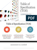 Table of Specification For Students