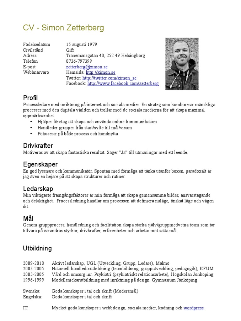 Cv o Personligt Brev Simon Zetterberg | Blog | Communication