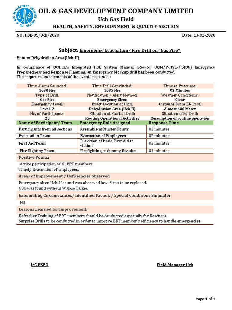 Emergency Fire Drill Feb 2020 Pdf Emergency Emergency Evacuation