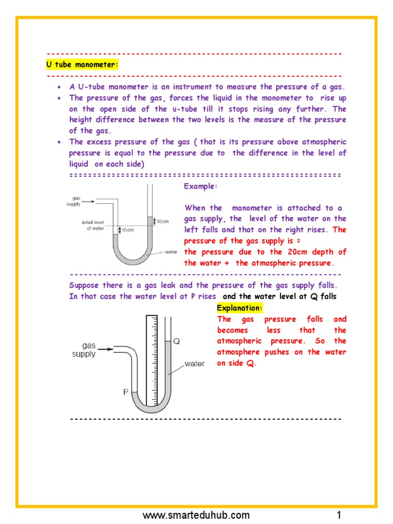 Mercury Manometer PDF Pressure Pressure Measurement